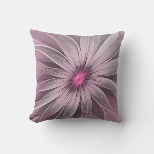 Fantasy Flower Abstract Plum Floral Fractal Art Kussen (Voorkant)