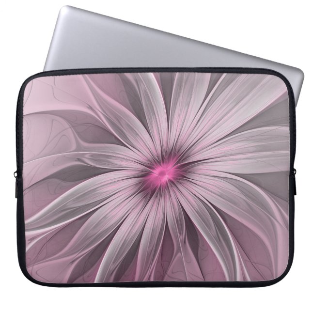 Fantasy Flower Abstract Plum Floral Fractal Art Laptop Sleeve (Voorkant)