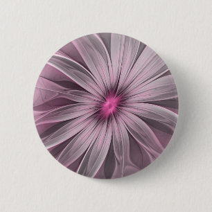 Fantasy Flower Abstract Plum Floral Fractal Art Ronde Button 5,7 Cm