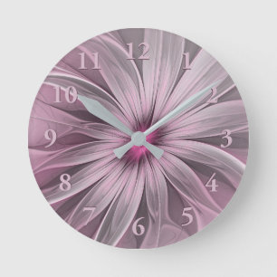 Fantasy Flower Abstract Plum Floral Fractal Art Ronde Klok