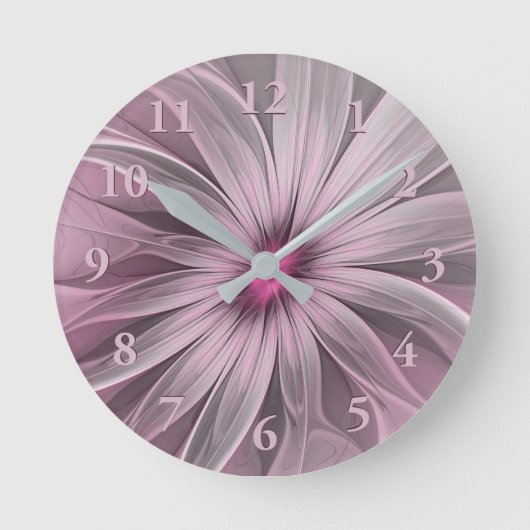 Fantasy Flower Abstract Plum Floral Fractal Art Ronde Klok (Voorkant)