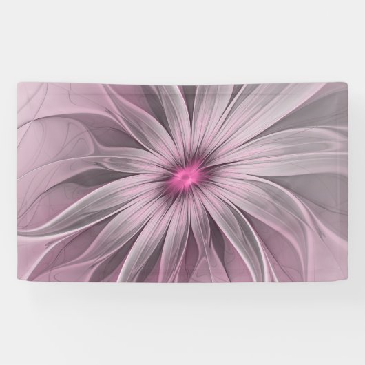 Fantasy Flower Abstract Plum Floral Fractal Art Spandoek (Horizontaal)