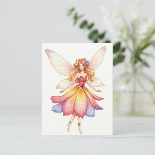 Fantasy, Flower Fairy, Elf, Sprookje Briefkaart (Staand voorkant)