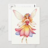 Fantasy, Flower Fairy, Elf, Sprookje Briefkaart (Voorkant / Achterkant)