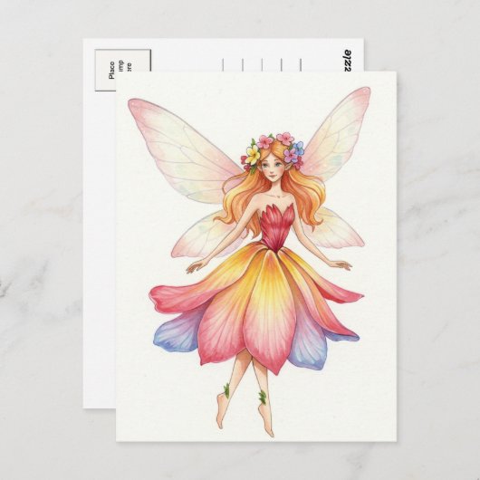 Fantasy, Flower Fairy, Elf, Sprookje Briefkaart (Voorkant / Achterkant)