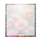 Fantasy Flower Garden gepersonaliseerd monogram Notitieblok (Voorkant)