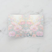 Fantasy Flower Garden Monogram Gevouwen Note Kaart (Binnen)