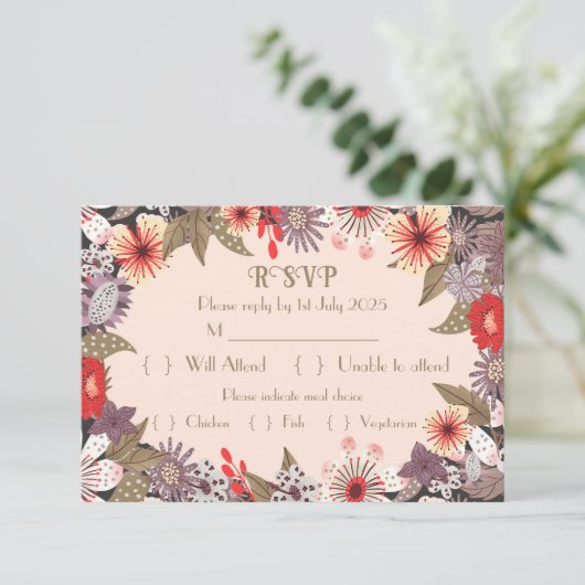 Fantasy Flower - Wedding RSVP card (Staand voorkant)
