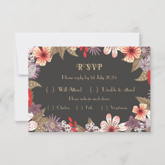 Fantasy Flower - Wedding RSVP card Kaartje (Voorkant)