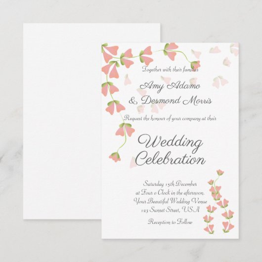 Fantasy Flowers bruiloft uitnodigen Kaart (Voorkant / Achterkant)