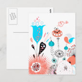 Fantasy Flowers en Birdie Briefkaart (Voorkant / Achterkant)