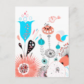 Fantasy Flowers en Birdie Briefkaart (Voorkant)