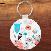 Fantasy Flowers en Birdie Button Sleutelhanger (Voorkant)