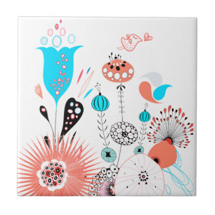 Fantasy Flowers en Birdie Tegeltje