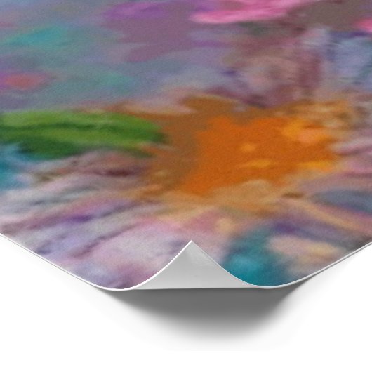 Fantasy Flowers gekleurd in roze en turquoise Poster (Hoek)