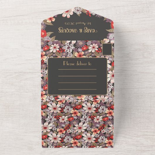 Fantasy Flowers - Huwelijksuitnodiging all-in-one All In One Uitnodiging (Buitenkant)