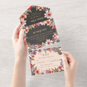Fantasy Flowers - Huwelijksuitnodiging all-in-one All In One Uitnodiging