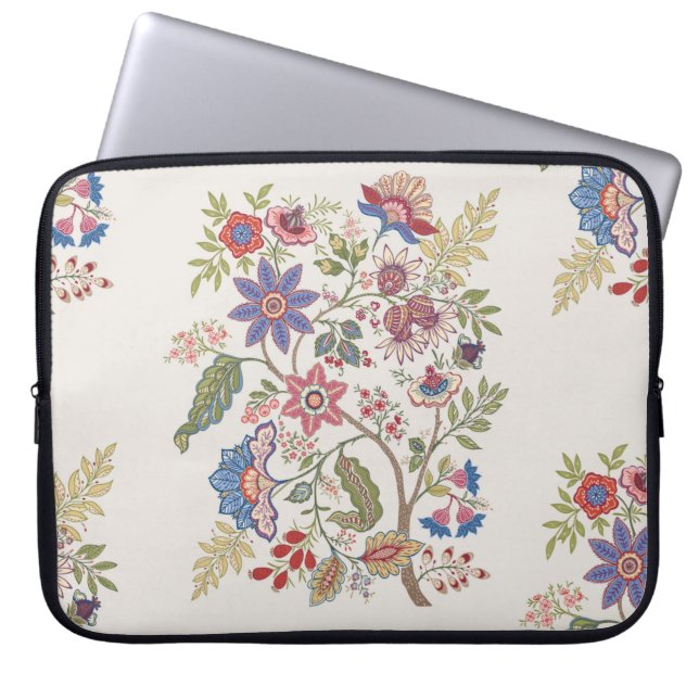 Fantasy flowers in retro, vinto, jasme, jinoban laptop sleeve (Voorkant)