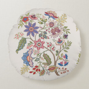 Fantasy flowers in retro, vinto, jasme, jinoban rond kussen