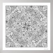 Fantasy Flowers Line Art Je Kleurt Mooi Poster (Voorkant)