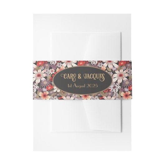 Fantasy Flowers - Wedding belly band Uitnodigingen Wikkel (Voorkant Voorbeeld)