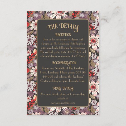 Fantasy Flowers - wedding enclosure card vertical Informatiekaartje (Voorkant)