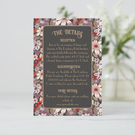 Fantasy Flowers - wedding enclosure card vertical Informatiekaartje (Staand voorkant)