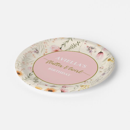 Fantasy Flutter en Twirl Wildflower Papieren Bordje (Gekanteld)