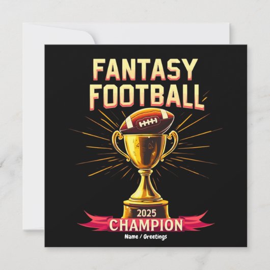 Fantasy Football 2025 Funny Champ Football Design  Kaart (Voorkant)