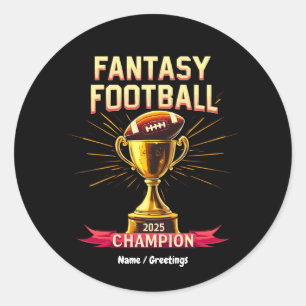 Fantasy Football 2025 Grappige Kampioen Football O Ronde Sticker