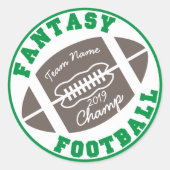 Fantasy Football Champ Ronde Sticker (Voorkant)