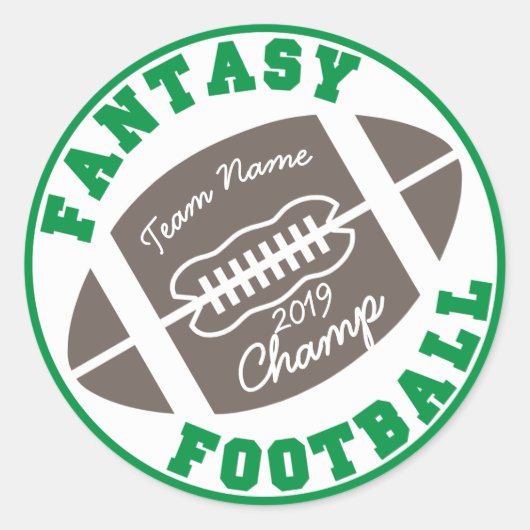 Fantasy Football Champ Ronde Sticker (Voorkant)