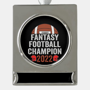 Fantasy Football Champion 2022 Football Lover Verzilverd Banner Ornament