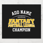 Fantasy Football Champion - Black and Yellow Gold Bier Etiket (Enkel label)