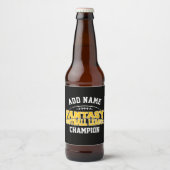 Fantasy Football Champion - Black and Yellow Gold Bier Etiket (Voorkant)