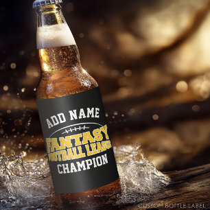 Fantasy Football Champion - Black and Yellow Gold Bier Etiket