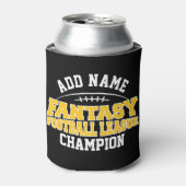 Fantasy Football Champion - Black and Yellow Gold Blikjeskoeler (Blikje Voorkant)