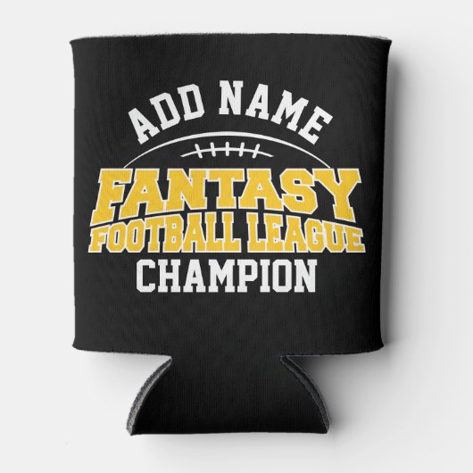 Fantasy Football Champion - Black and Yellow Gold Blikjeskoeler (Voorkant)