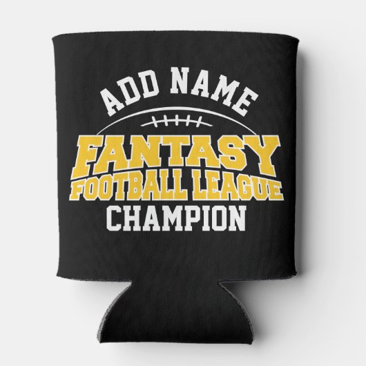 Fantasy Football Champion - Black and Yellow Gold Blikjeskoeler (Achterkant)