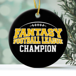 Fantasy Football Champion - Black and Yellow Gold Keramisch Ornament