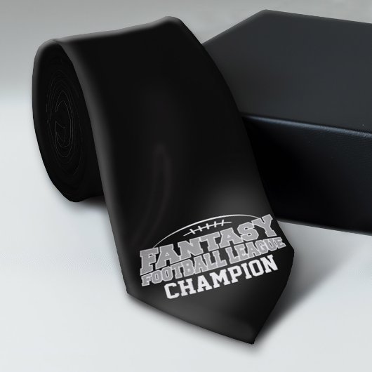 Fantasy Football Champion - Black en Silver Grey Stropdas
