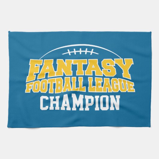 Fantasy Football Champion - Blue and Yellow Gold Theedoek (Horizontaal)