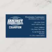 Fantasy Football Champion - Navy en White Visitekaartje (Achterkant)