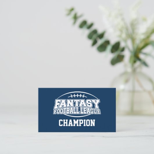 Fantasy Football Champion - Navy en White Visitekaartje (Staand voorkant)