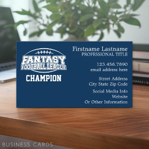 Fantasy Football Champion - Navy en White Visitekaartje