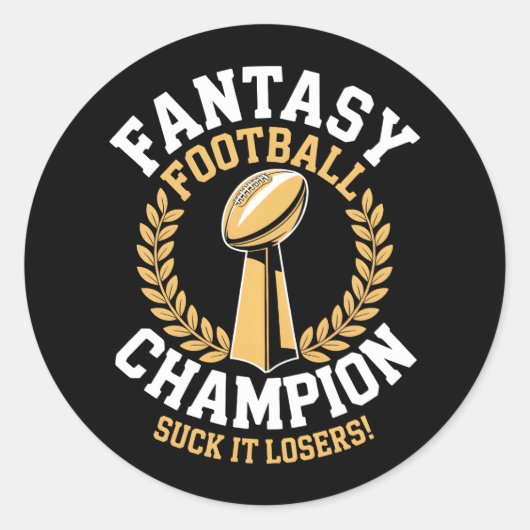 Fantasy Football Champion Ronde Sticker (Voorkant)