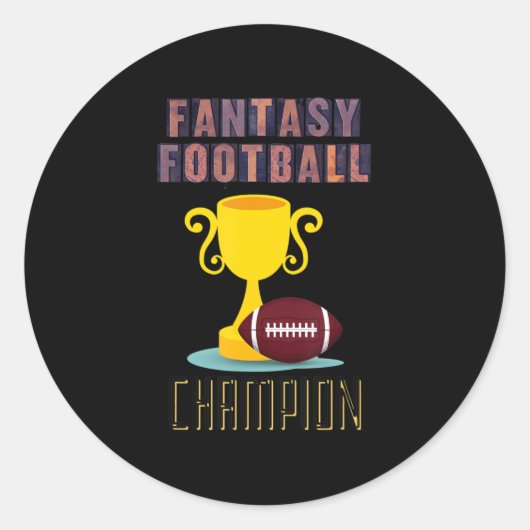 Fantasy Football Champion Trophy Winner Ronde Sticker (Voorkant)