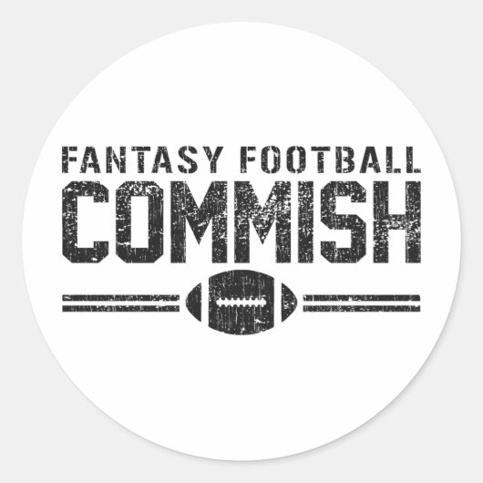 Fantasy Football Commish Ronde Sticker (Voorkant)