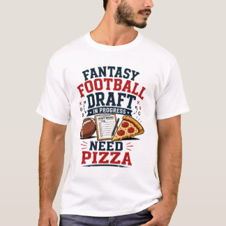 Fantasy Football Draft in Uitvoering Heb Pizza Nod T-shirt