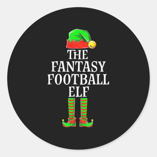 Fantasy Football Elf Apparel Mannen Boy Kind kerst Ronde Sticker (Voorkant)